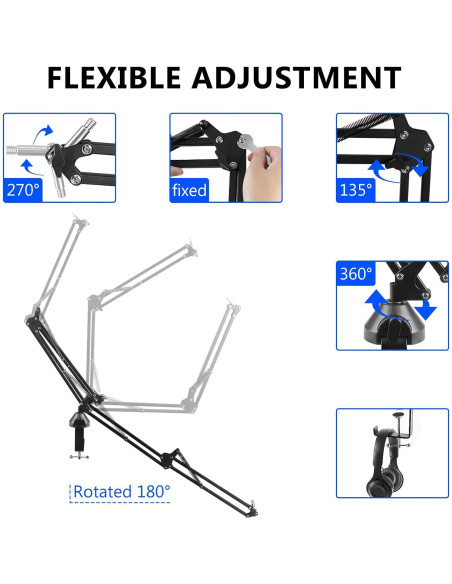 Brazo de Micrófono Geekria para Rode PodMic y NT-USB - Soporte de Mesa Brazo de Micrófono Geekria para Rode PodMic y NT-USB - Soporte de Mesa