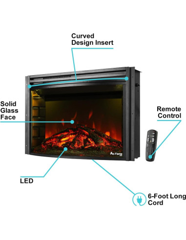 Insertable de Chimenea Eléctrica e-Flame USA 1500W 3D Negro