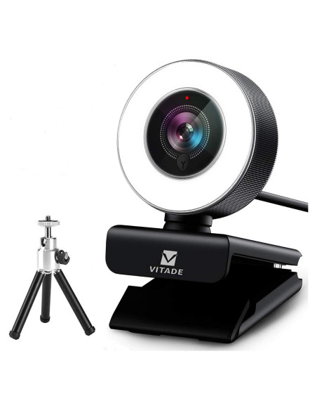 Cámara Web HD Vitade 960A 1080p con Luz de Anillo y Micrófono Cámara Web HD Vitade 960A 1080p con Luz de Anillo y Micrófono