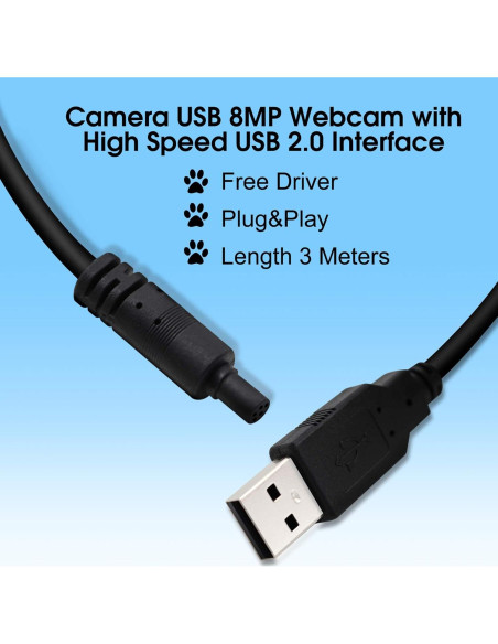 Cámara USB 8MP Hotpet con Lente Varifocal 5-50mm HD Cámara USB 8MP Hotpet con Lente Varifocal 5-50mm HD