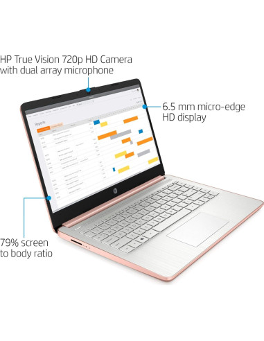 Laptop HP Stream 14" Rosa Dorado, Intel Celeron N4020, 4GB RAM, 128GB