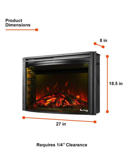 Insertable de Chimenea Eléctrica e-Flame USA 1500W 3D Negro Insertable de Chimenea Eléctrica e-Flame USA 1500W 3D Negro
