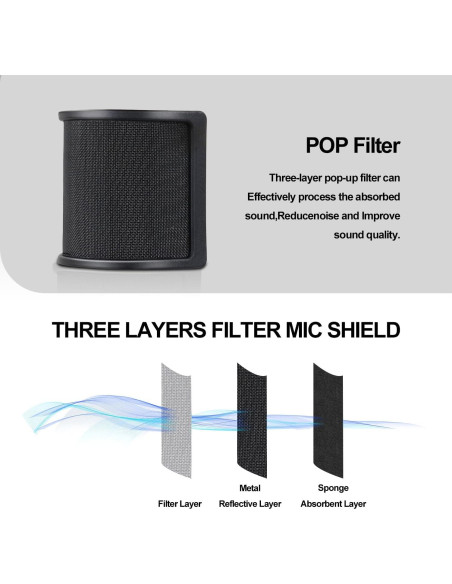 Filtro Pop en U Liyirui para Micrófonos 35-50mm - Negro Filtro Pop en U Liyirui para Micrófonos 35-50mm - Negro