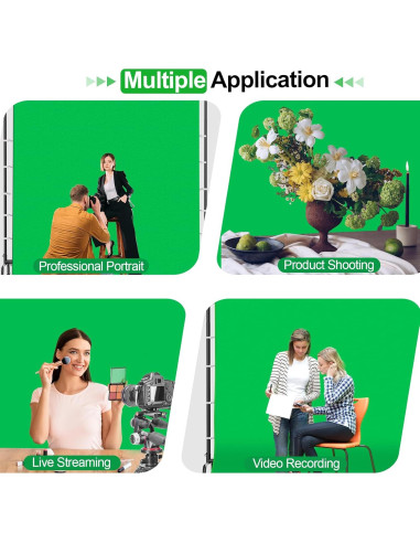 Kit de Fondo Verde 2.74x3.05m EMART con Soporte Móvil y Ruedas