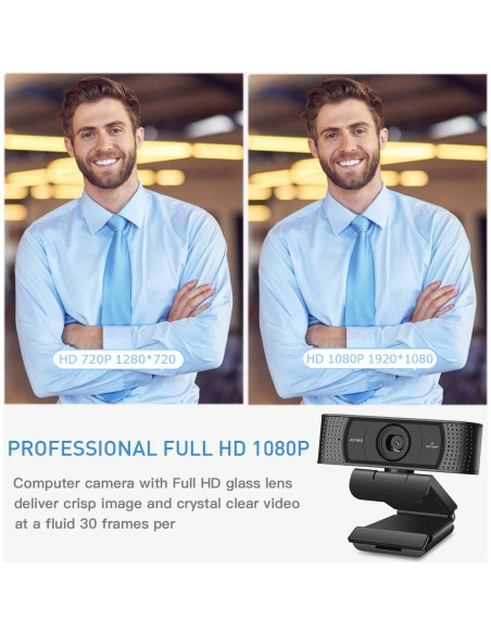 Cámara Web Full HD 1080P JETAKu con Micrófono y Corrección de Luz Cámara Web Full HD 1080P JETAKu con Micrófono y Corrección de Luz