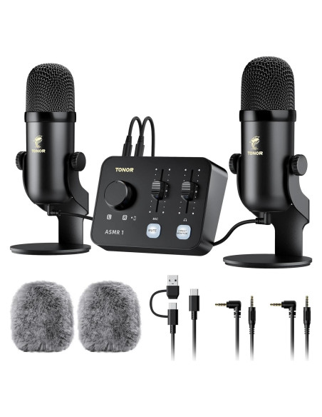 Micrófono TONOR ASMR ONE con Interfaz de Audio y Mezclador Micrófono TONOR ASMR ONE con Interfaz de Audio y Mezclador