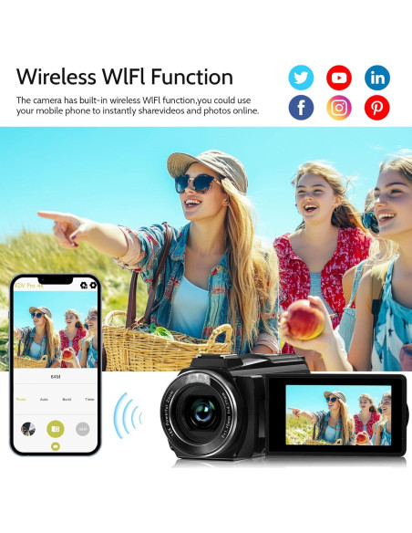 Cámara de Video 8K VETEK HDV01-8K 64MP WiFi con Batería 4500mAh Cámara de Video 8K VETEK HDV01-8K 64MP WiFi con Batería 4500mAh