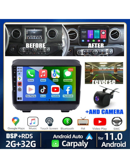 Estéreo de Coche Android 9" Saitedudu para Jeep Wrangler JL 2018-2019 Estéreo de Coche Android 9" Saitedudu para Jeep Wrangler JL 2018-2019