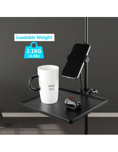Soporte de Micrófono Mr.Power con Bandeja Plástica y Soporte para Teléfono - 27x20.5 cm