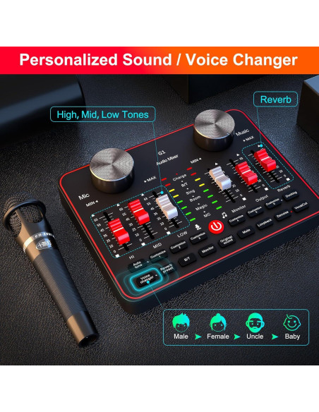 Paquete de Micrófono para Podcast G1 con Mezclador de Sonido Paquete de Micrófono para Podcast G1 con Mezclador de Sonido