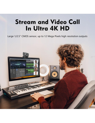 Webcam 4K TOALLIN SC100U con Control Remoto y Enfoque Automático