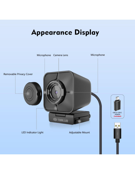 Webcam 4K TOALLIN SC100U con Control Remoto y Enfoque Automático Webcam 4K TOALLIN SC100U con Control Remoto y Enfoque Automático