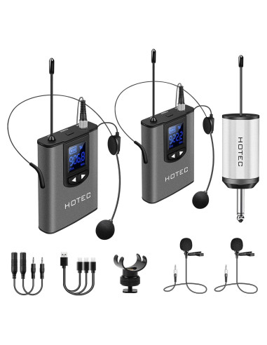 Sistema Inalámbrico Hotec H-U25 con 2 Micrófonos Lavalier y Auricular