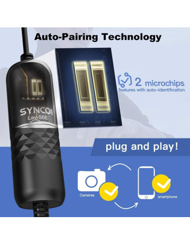 Micrófono Lavalier SYNCO S6E 6M Omnidireccional para Grabación