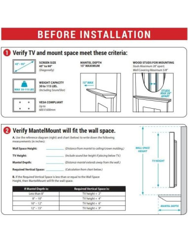 Soporte de TV Abatible MantelMount MM700 para 50-90"