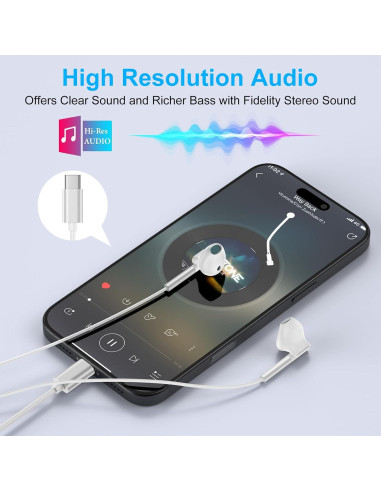 Auriculares USB C HiFi Estéreo M55 para iPhone y Samsung