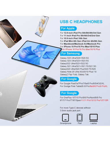 Auriculares USB C HiFi Estéreo M55 para iPhone y Samsung