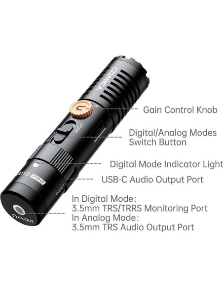 Micrófono de Escopeta Comica VM10 Pro USB-C para Cámara y Smartphone Micrófono de Escopeta Comica VM10 Pro USB-C para Cámara y Smartphone