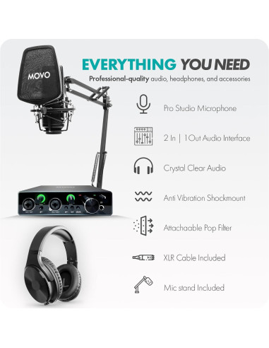 Kit de Micrófono de Condensador Movo VSM-5 con Interfaz MDX-1