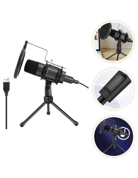Micrófono de Condensador Tofficu V388D22 para Juegos y Grabación Micrófono de Condensador Tofficu V388D22 para Juegos y Grabación
