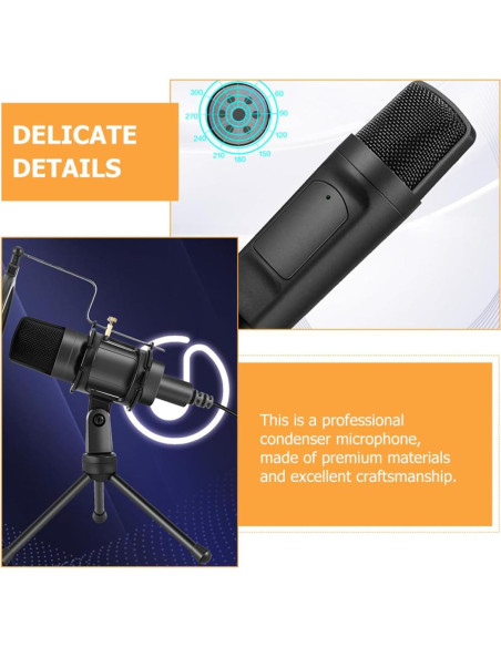 Micrófono de Condensador Tofficu V388D22 para Juegos y Grabación Micrófono de Condensador Tofficu V388D22 para Juegos y Grabación
