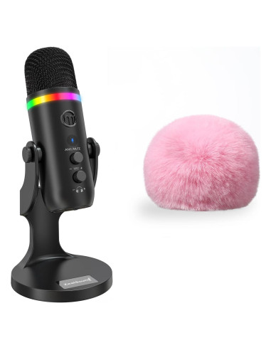Micrófono USB ZealSound K66 Pro con Paravientos Peludo