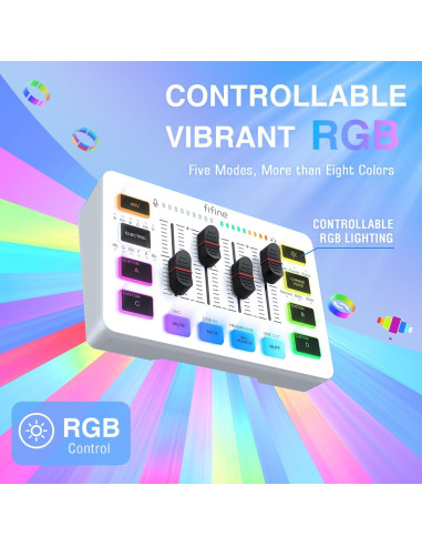 Micrófono Dinámico XLR/USB FIFINE AM8T+SC3 con Mezclador RGB