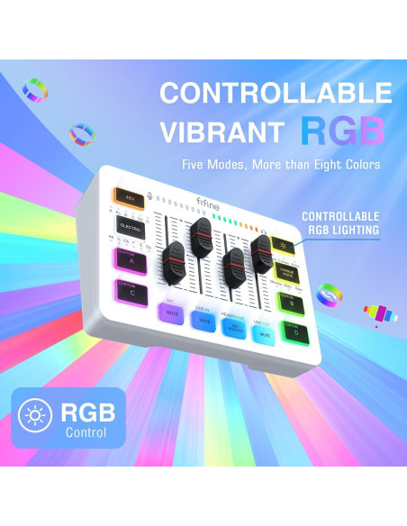 Micrófono Dinámico XLR/USB FIFINE AM8T+SC3 con Mezclador RGB Micrófono Dinámico XLR/USB FIFINE AM8T+SC3 con Mezclador RGB