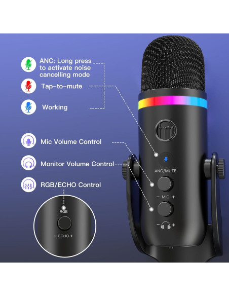Micrófono USB ZealSound K66 Pro con Paravientos Peludo Micrófono USB ZealSound K66 Pro con Paravientos Peludo