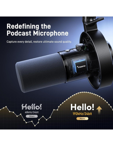 Micrófono Dinámico USB/XLR MAONO PD300XT para Podcast 192kHz Micrófono Dinámico USB/XLR MAONO PD300XT para Podcast 192kHz