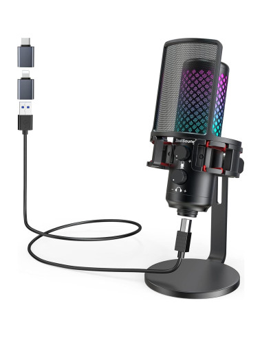 Micrófono RGB ZealSound para Juegos y Podcasting USB 96kHz