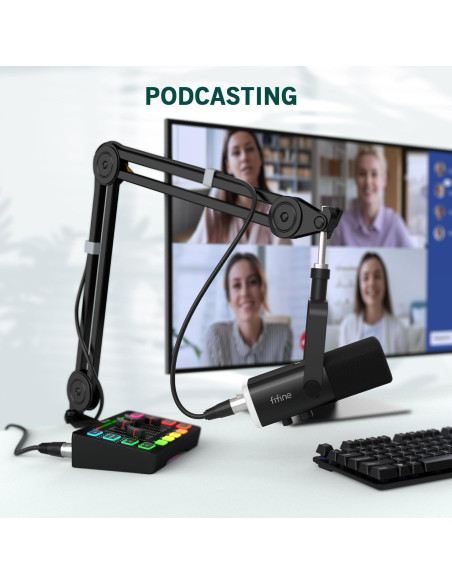 Kit de Streaming Gaming FIFINE con Micrófono XLR y Mezclador RGB Kit de Streaming Gaming FIFINE con Micrófono XLR y Mezclador RGB