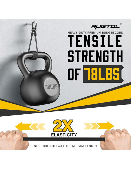 Cuerdas Bungee Ajustables Rugtol 4 Pcs 101.6 cm Alta Resistencia Cuerdas Bungee Ajustables Rugtol 4 Pcs 101.6 cm Alta Resistencia