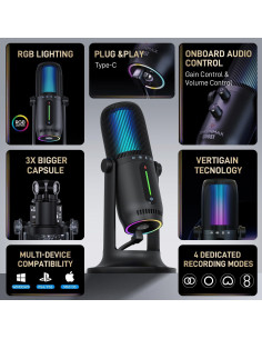 Micrófono de Condensador THRONMAX M2 Ghost RGB USB-C 24Bit 2