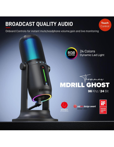 Micrófono de Condensador THRONMAX M2 Ghost RGB USB-C 24Bit
