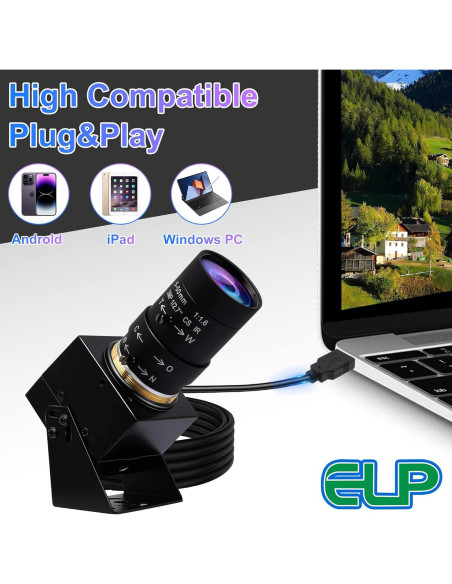 Cámara USB ELP 4K Varifocal 5-50mm con Micrófono Dual Cámara USB ELP 4K Varifocal 5-50mm con Micrófono Dual