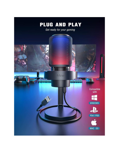 Micrófono Gaming FIFINE A8 + Auriculares Estudio H8 50mm