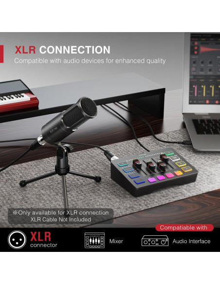 Micrófono Dinámico XLR FIFINE K669D+L9 con Cable y Soporte Micrófono Dinámico XLR FIFINE K669D+L9 con Cable y Soporte