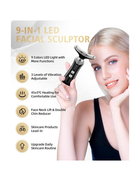 Masajeador Facial 9-en-1 Luz Roja Shenzhen Duomeilin Negro Masajeador Facial 9-en-1 Luz Roja Shenzhen Duomeilin Negro
