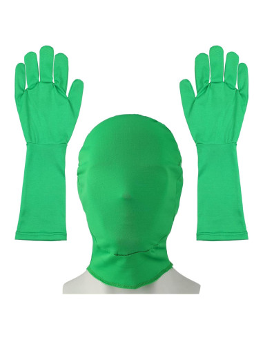 Guantes y Capucha Verde Chromakey Foaincore para Efectos Visuales