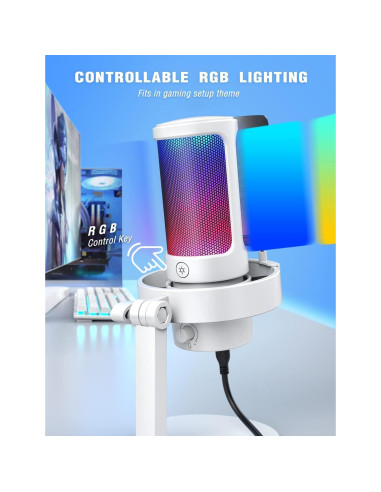 Micrófono RGB para Gaming FIFINE A8W + Brazo Soporte BM88W