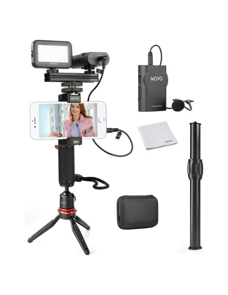 Kit de Video Inalámbrico Movo V2+ con Trípode y Micrófono Kit de Video Inalámbrico Movo V2+ con Trípode y Micrófono