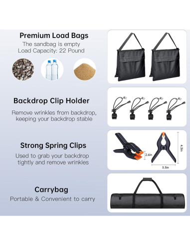 Kit de Soporte para Fondo de Fotografía BEIYANG 2.59m x 3.05m