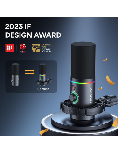 Micrófono Dinámico MAONO XLR/USB con Mezclador y Efectos RGB