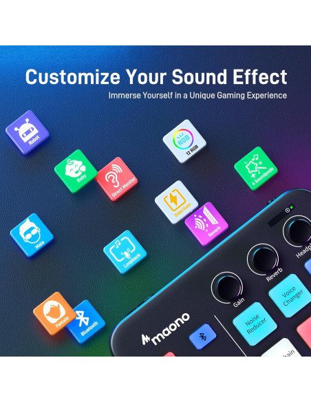 Micrófono Dinámico MAONO XLR/USB con Mezclador y Efectos RGB Micrófono Dinámico MAONO XLR/USB con Mezclador y Efectos RGB