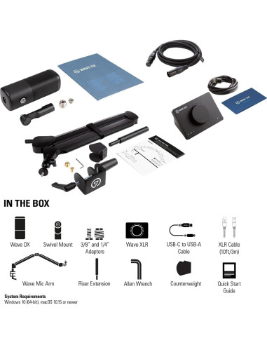 Kit de Micrófono Dinámico Elgato Wave DX con Brazo y Cable XLR
