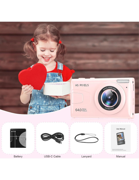 Cámara Digital KANORLEEY C2 4K para Niños Rosa 64MP Cámara Digital KANORLEEY C2 4K para Niños Rosa 64MP