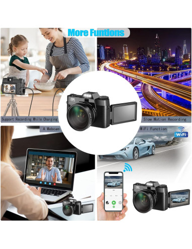 Cámara Digital 4K OIEXI 48MP Compacta con WiFi y Pantalla 3"