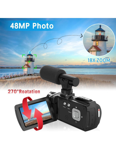 Cámara de Video 4K Rumyums SEE8162P con Micrófono y SD 32GB