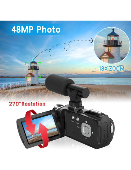 Cámara de Video 4K Rumyums SEE8162P con Micrófono y SD 32GB Cámara de Video 4K Rumyums SEE8162P con Micrófono y SD 32GB